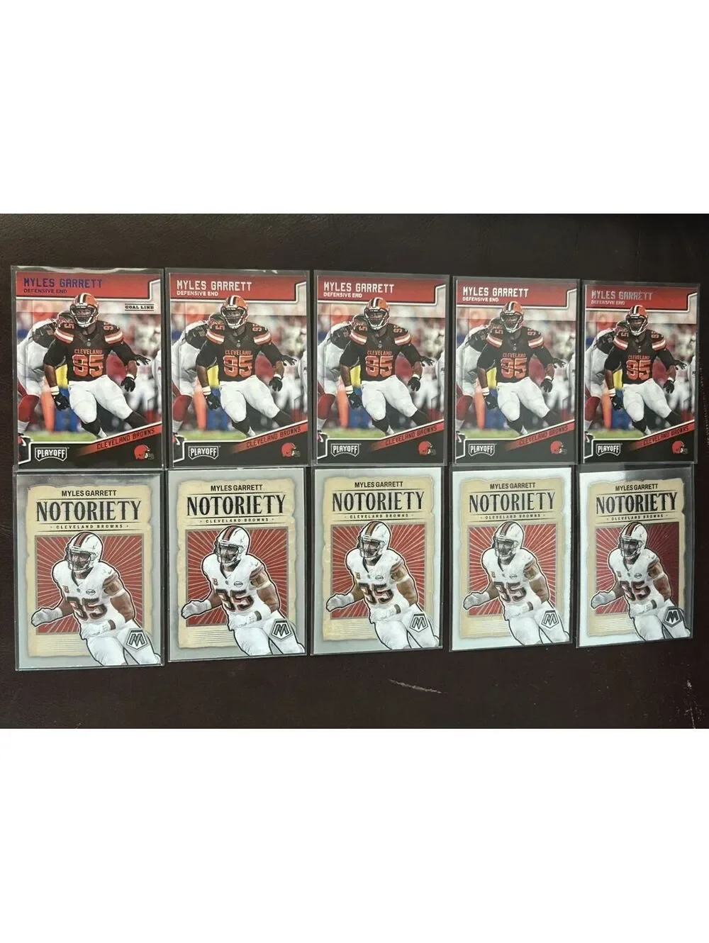 MYLES GARRETT PANINI PLAYOFF/NOTORIETY NM LOT OF 9 + BLUE GOAL LINE INSERT